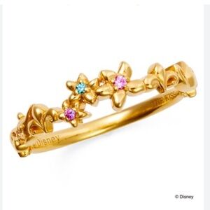 RARE! Disney yellow gold Ring with Pink and Blue Floral Accents